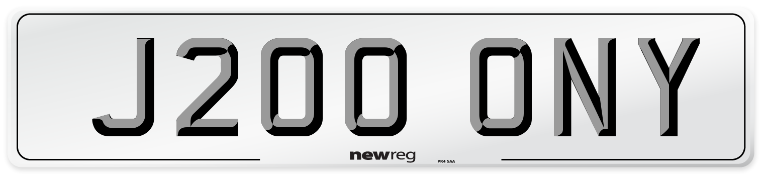 J200 ONY Number Plate from New Reg